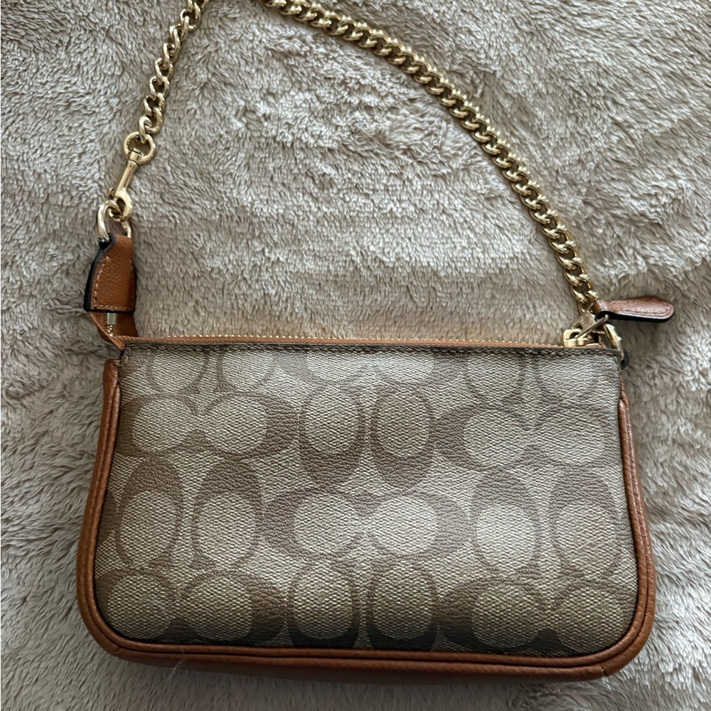 Coach Tan and Gold Shoulder Bag-used once. Like New. - Picture 2 of 8